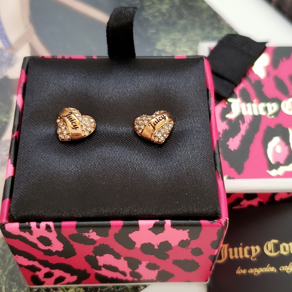 Juicy Couture Pave Heart Stud Earrings - Picture 2 of 5